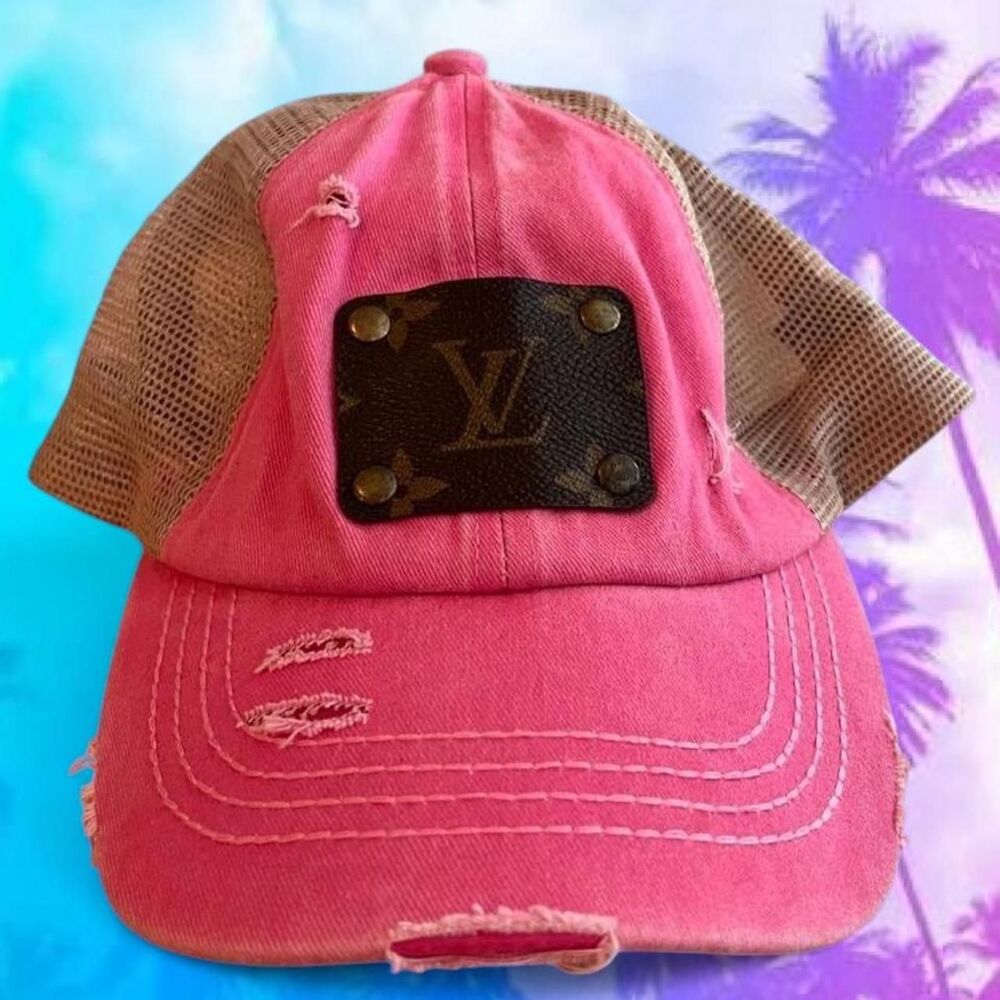 Upcycled Trucker Hat with LV Monogram Y2K Style